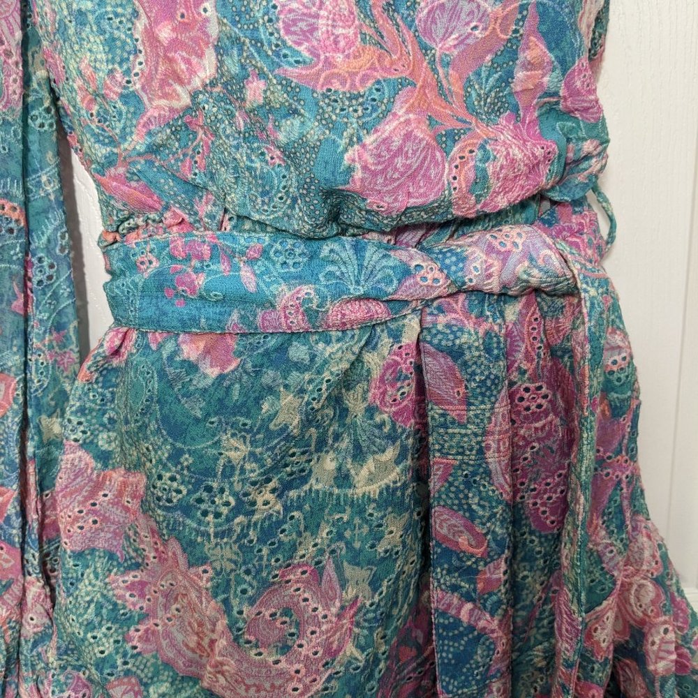 HEMANT AND NANDITA Kefi One Shoulder Mini Dress in Blue & Pink - size XS NWOT - Picture 9 of 15